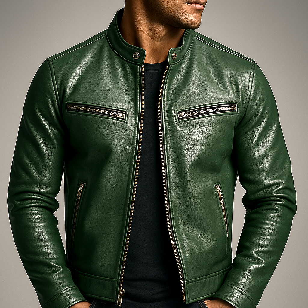 Mens Classic Faux Leather Jacket