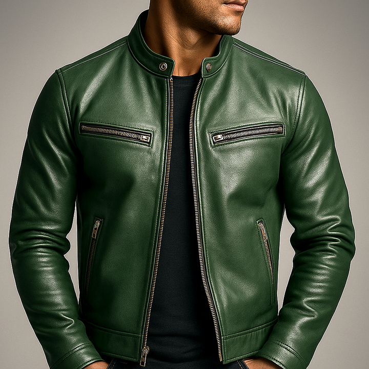 Mens Classic Faux Leather Jacket