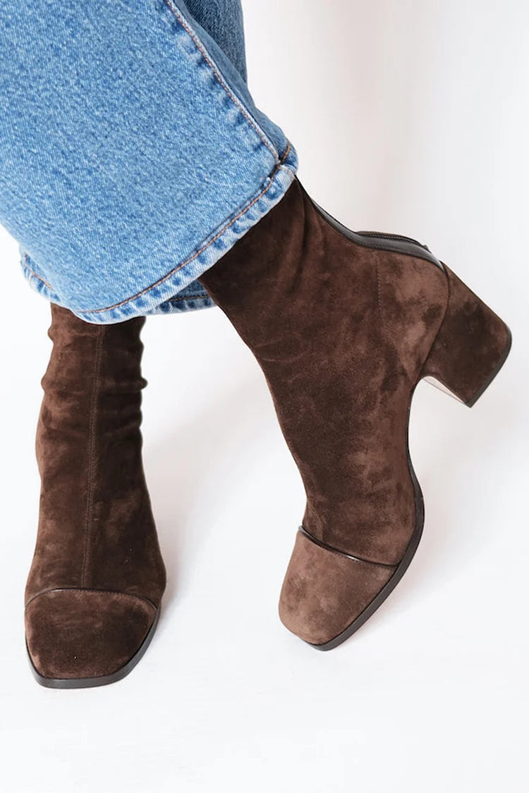 Square Toe Block Heel Slouchy Boots