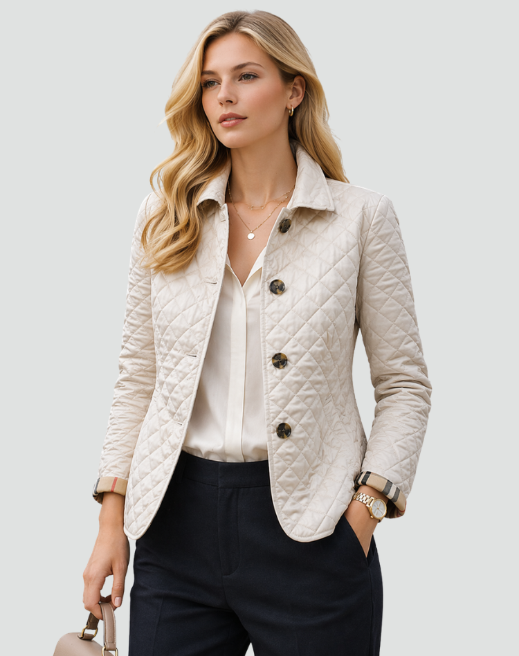 Womens Quilted Button Front Lightweight Jacket