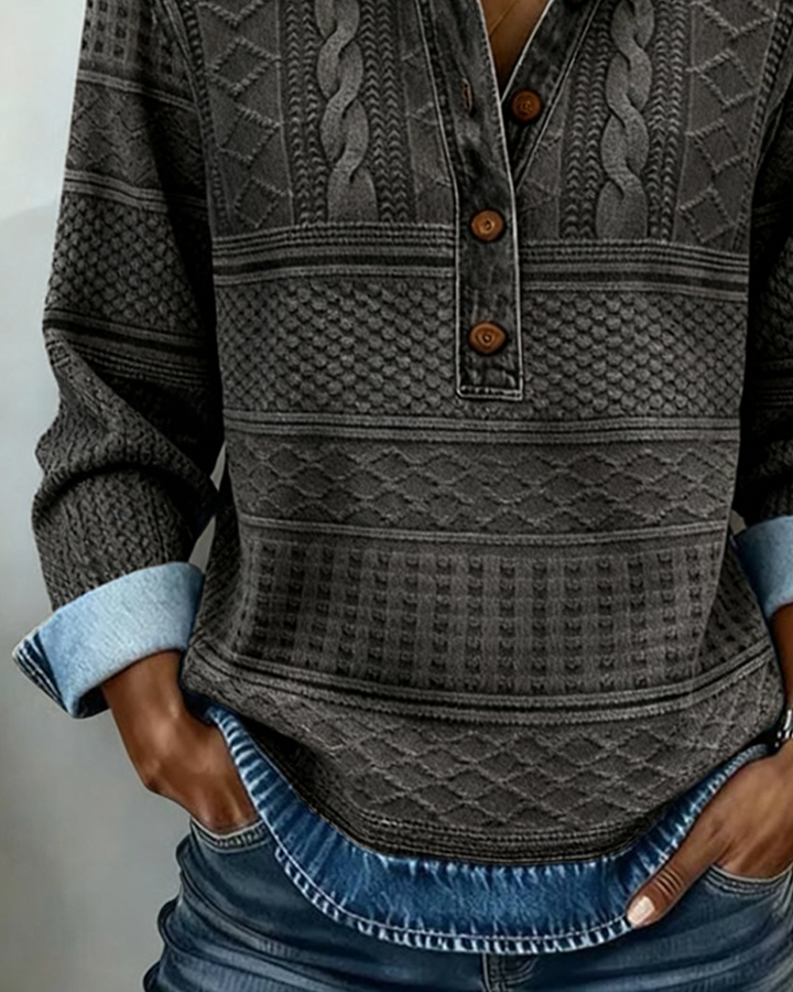 Half Button Collared Sweatshirt