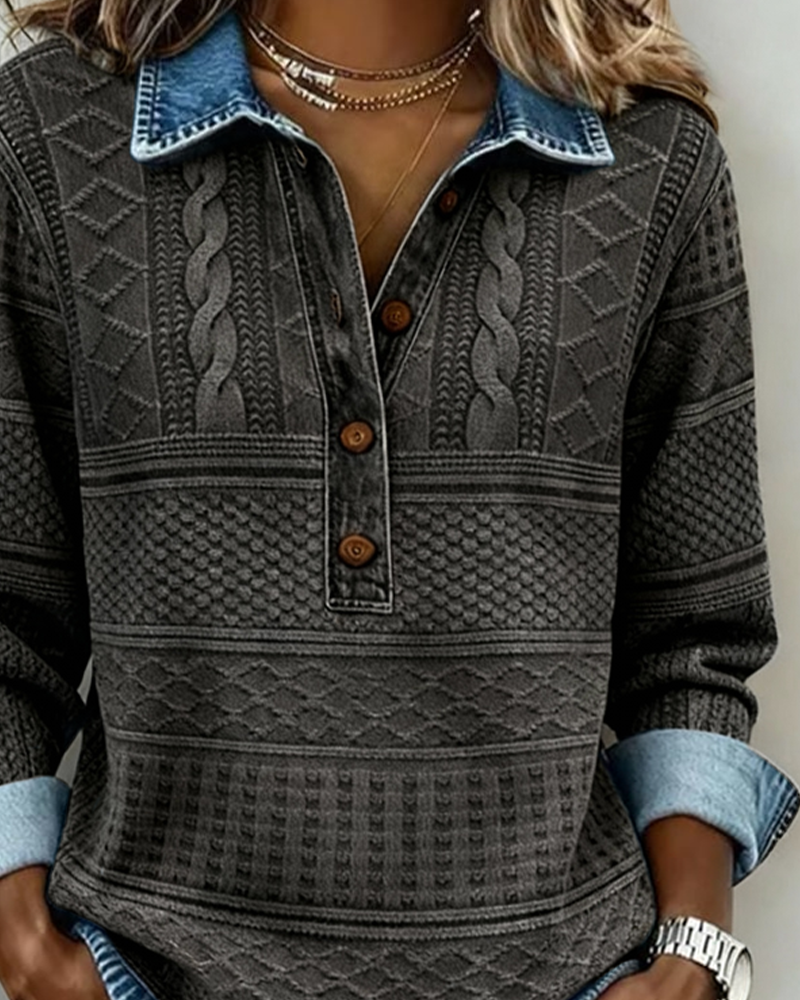 Half Button Collared Sweatshirt