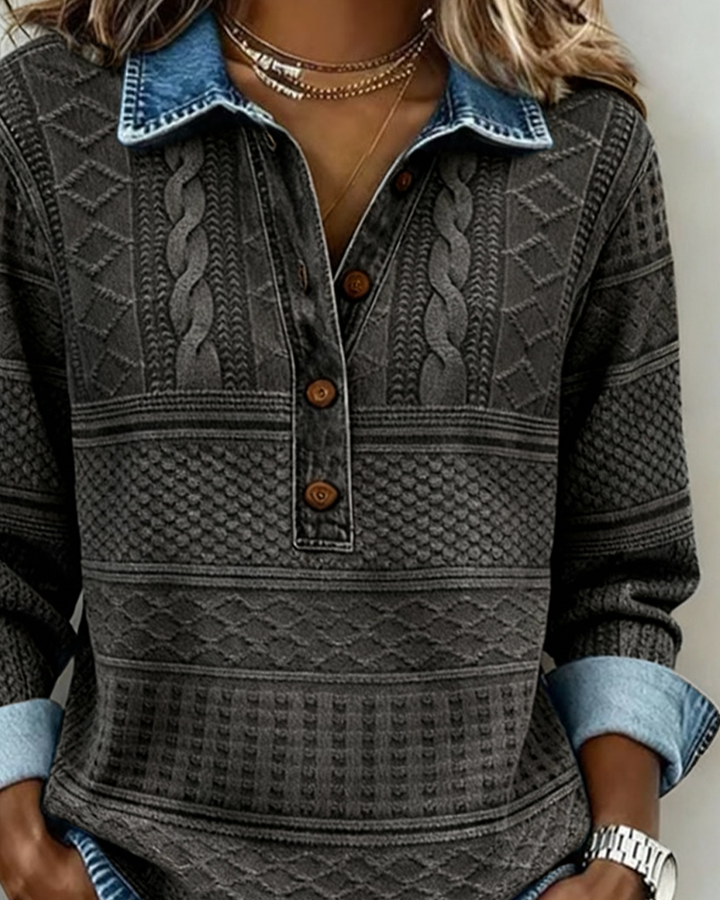 Half Button Collared Sweatshirt