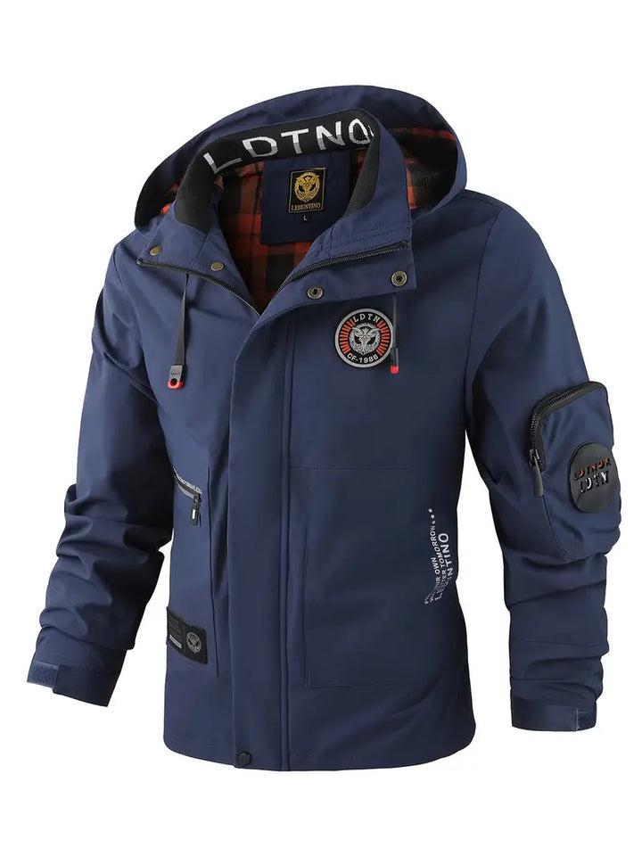 Mens Hooded Zip Front Waterproof Jacket