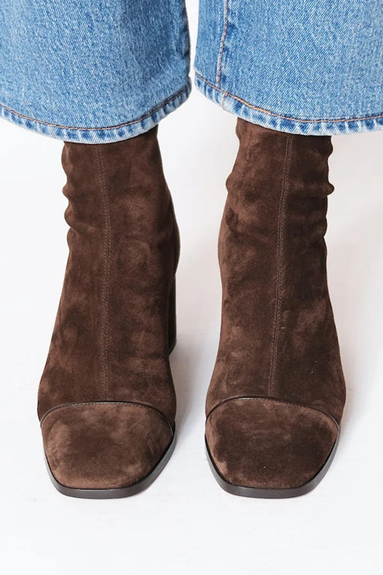 Square Toe Block Heel Slouchy Boots