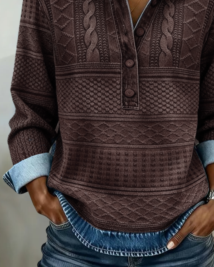 Half Button Collared Sweatshirt