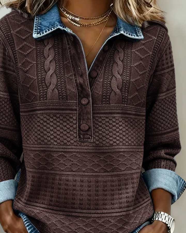 Half Button Collared Sweatshirt