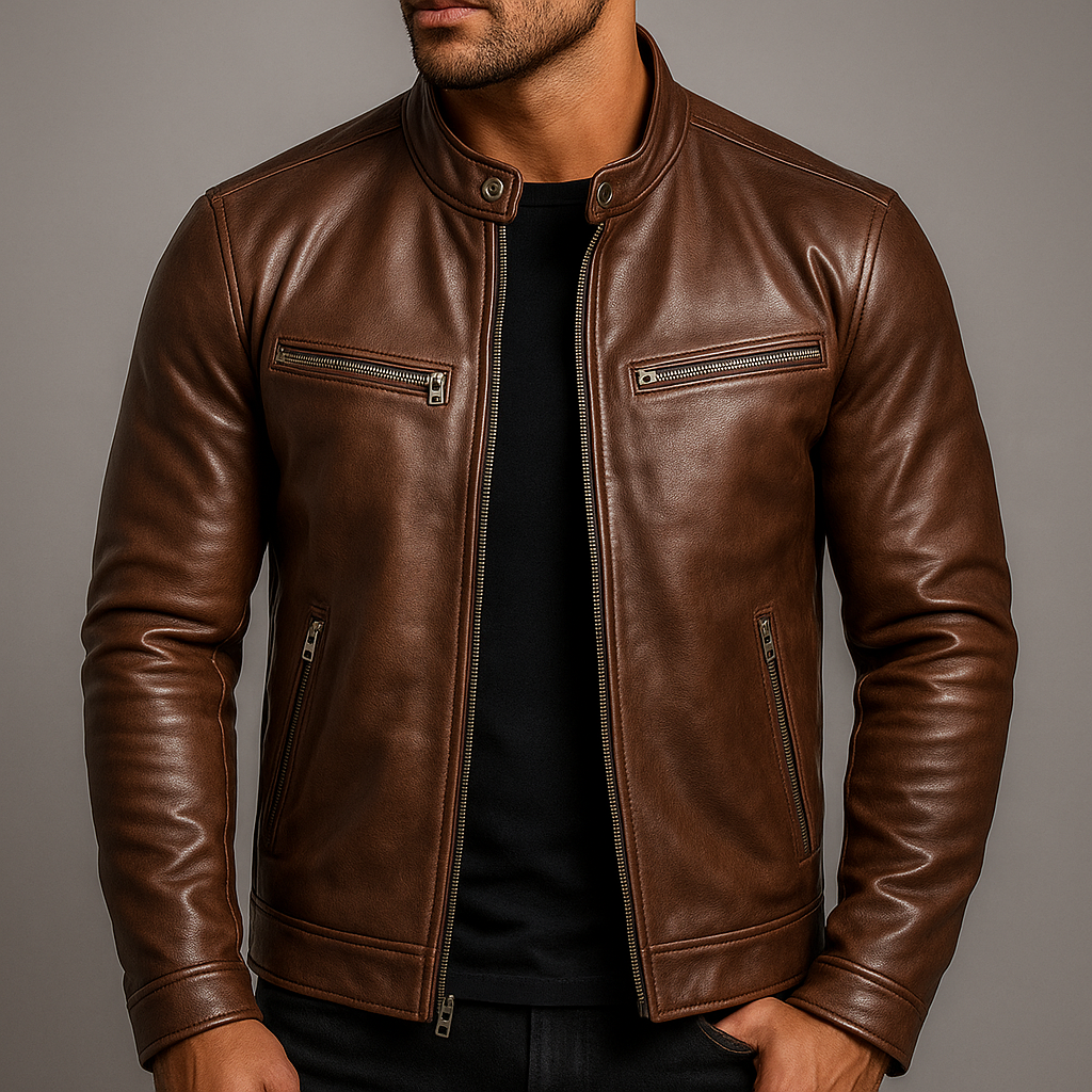 Mens Classic Faux Leather Jacket