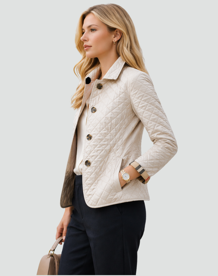Womens Quilted Button Front Lightweight Jacket