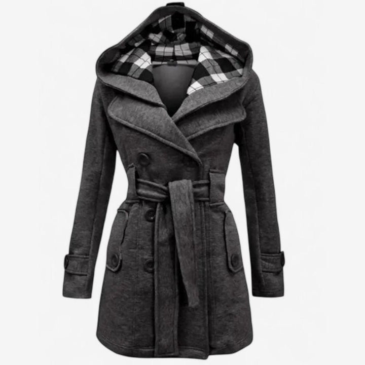 Womens Hooded Button-Front Trench Coat