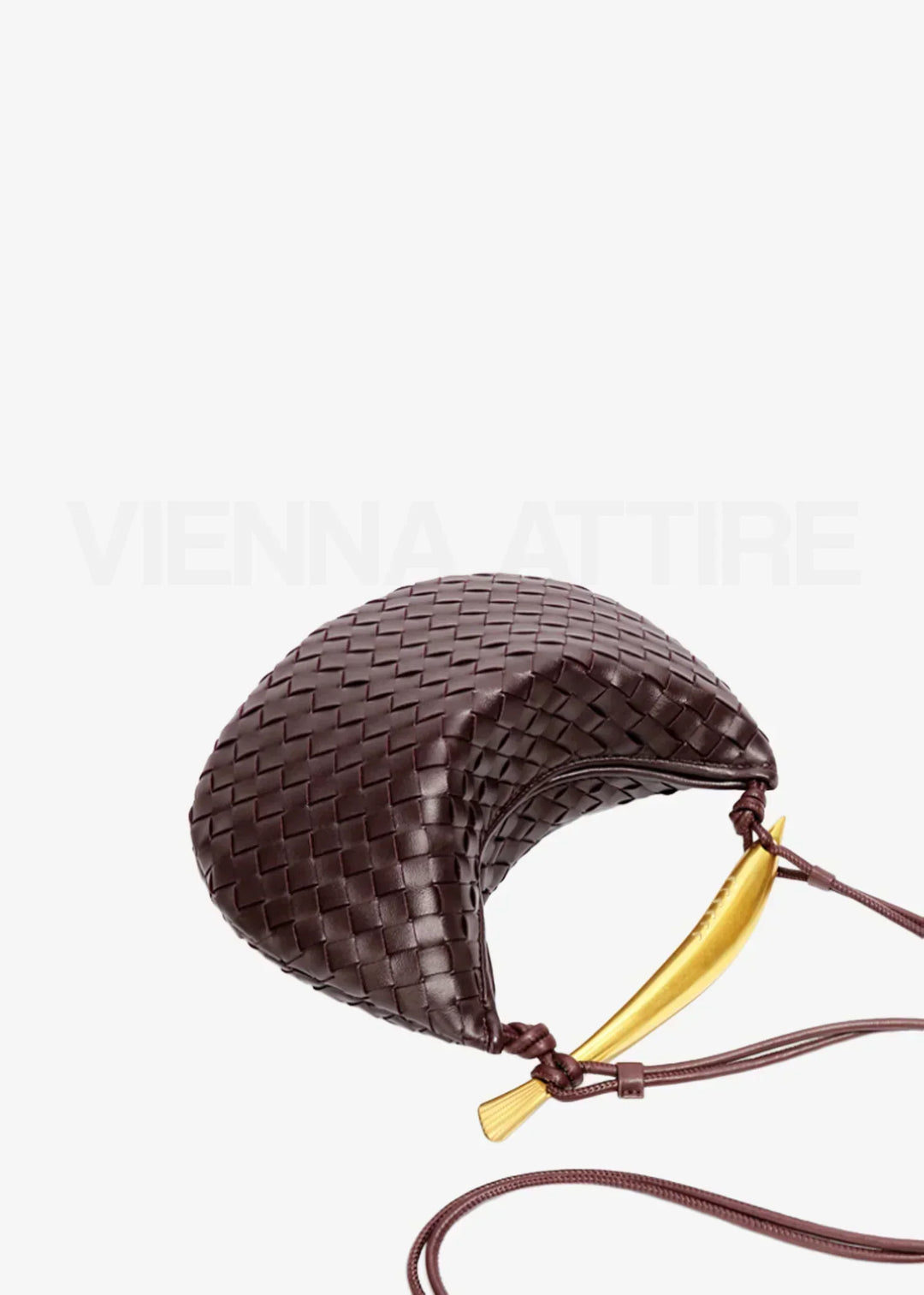 Woven Faux Leather Bag with Gold Handle