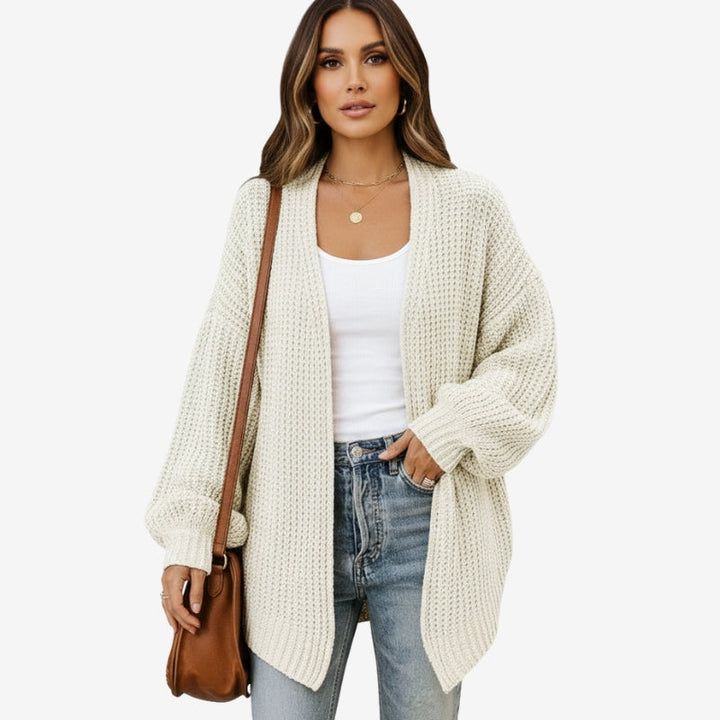 Womens Open-Front Ribbed Longline Cardigan