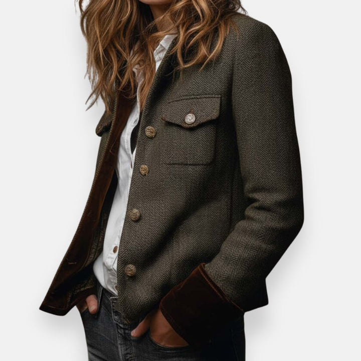Herringbone Tailored Tweed Jacket