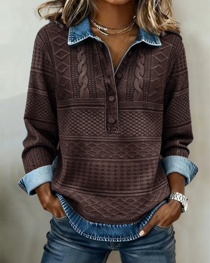 Half Button Collared Sweatshirt