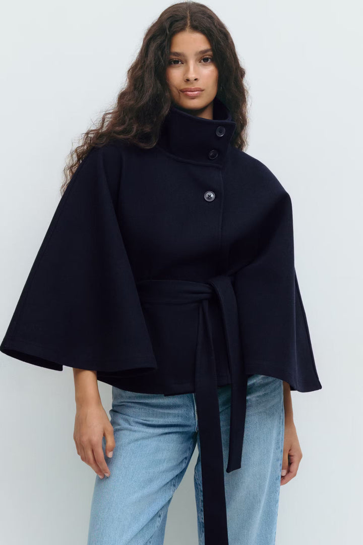 Womens Belted Cape Coat