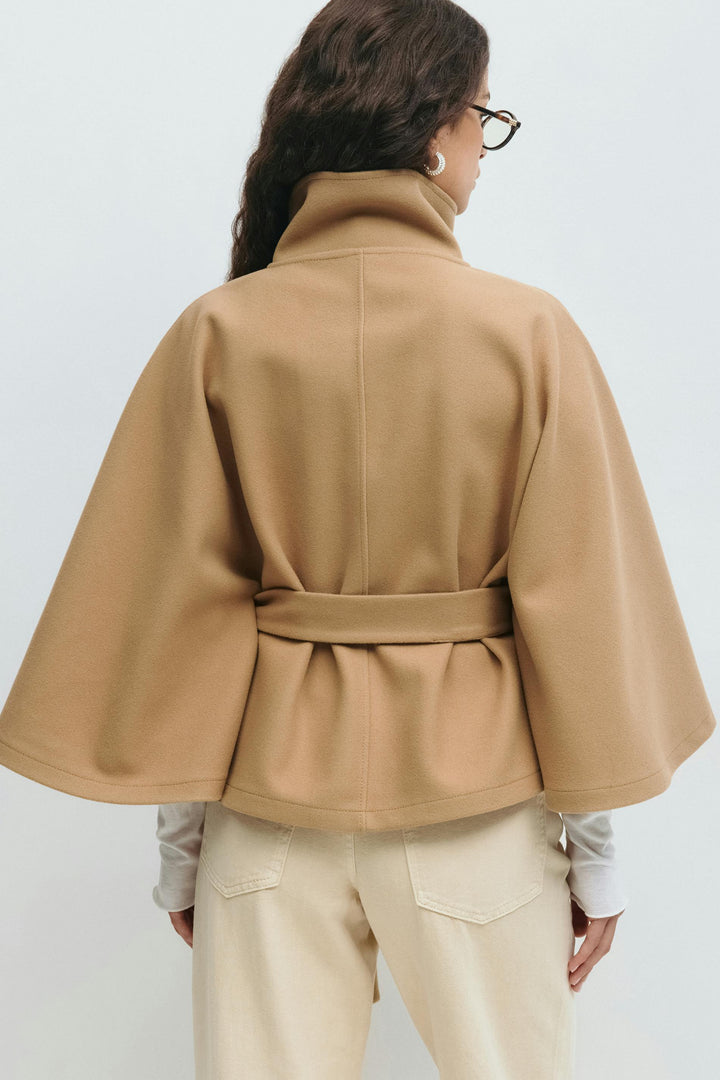 Womens Belted Cape Coat
