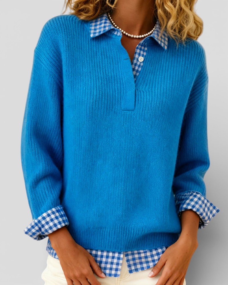 Alicia | Knitted Jumper with plaid detail