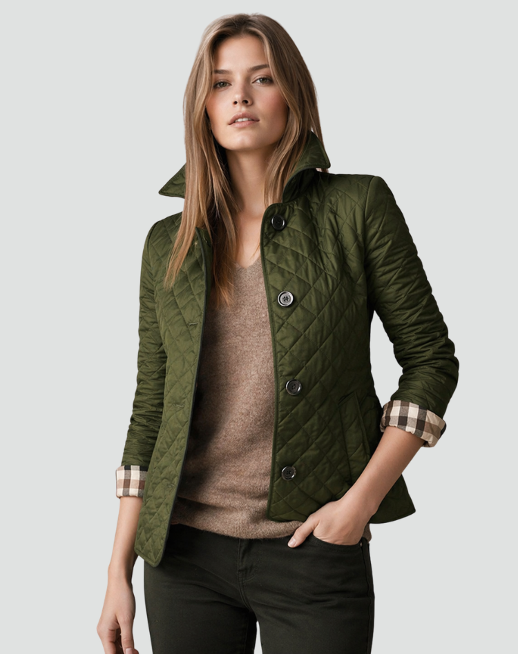 Womens Quilted Button Front Lightweight Jacket