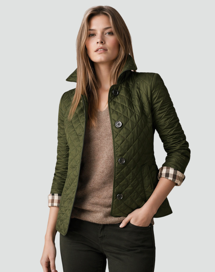 Womens Quilted Button Front Lightweight Jacket