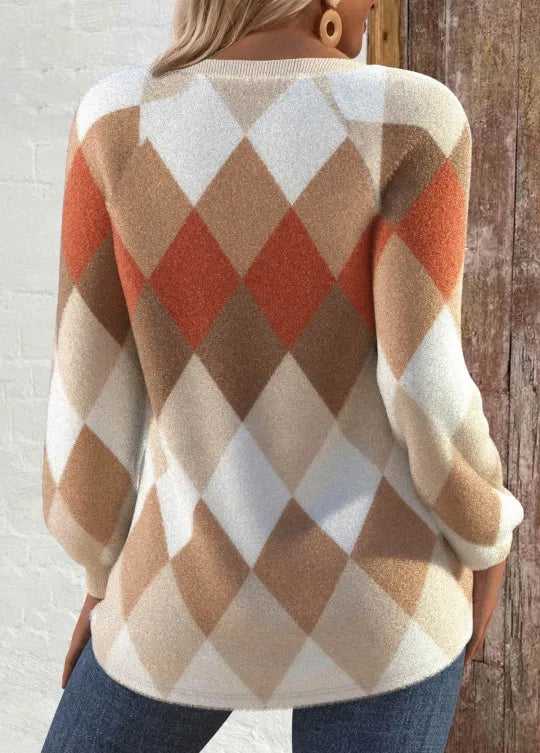 Bonnie | Checkered Knit with Button Detail