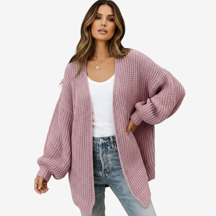 Womens Open-Front Ribbed Longline Cardigan