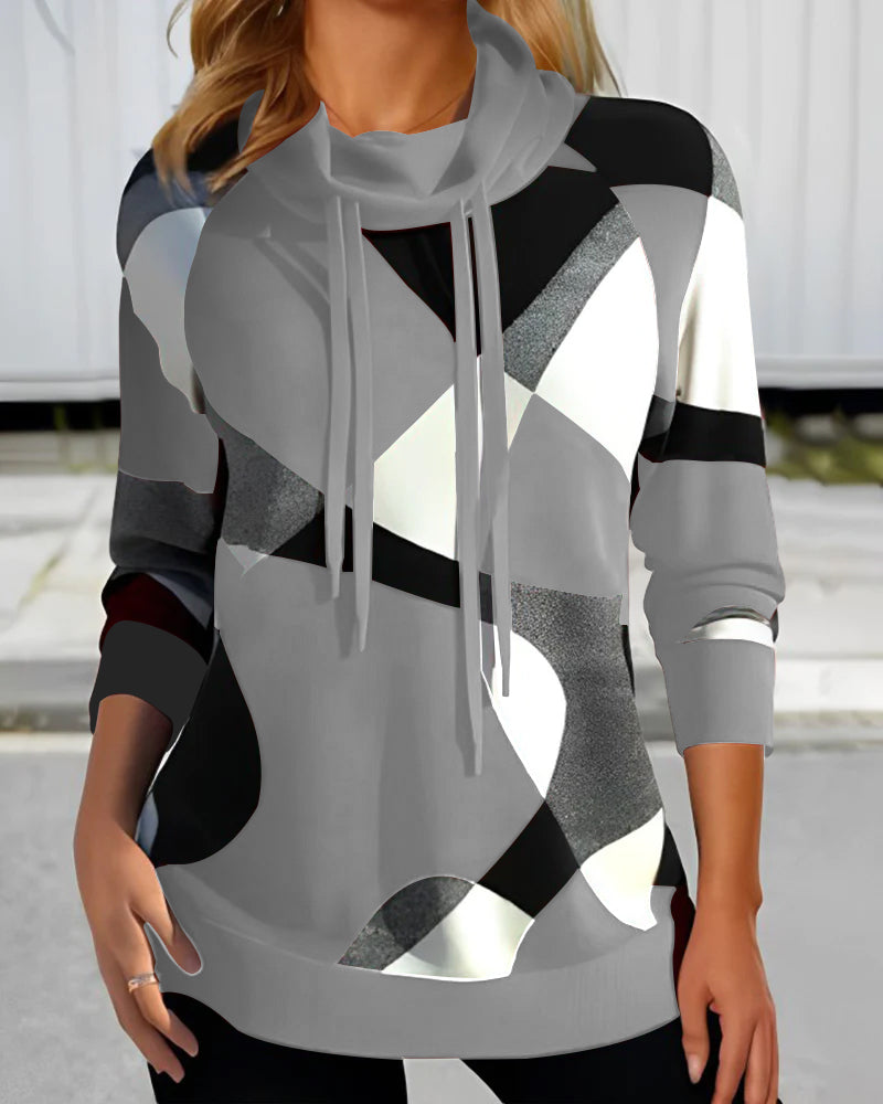 Kiana | Stylish Sweater with Geometric Print and Shawl Collar