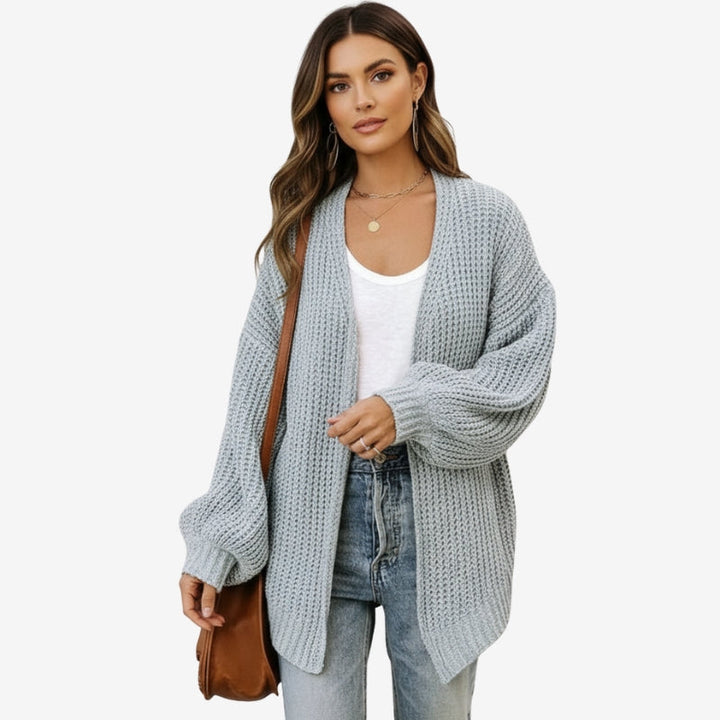Womens Open-Front Ribbed Longline Cardigan