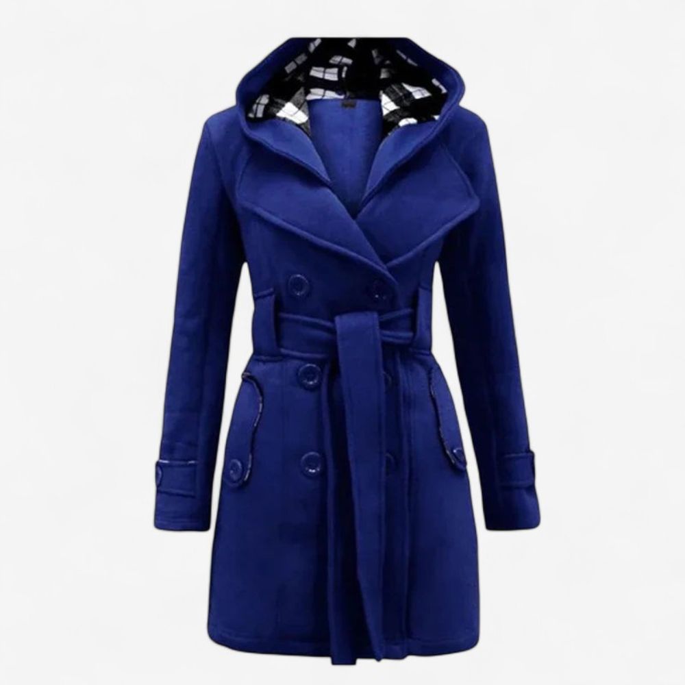 Womens Hooded Button-Front Trench Coat