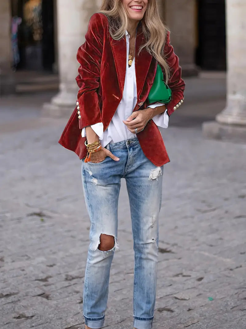 Womens One Button Blazer