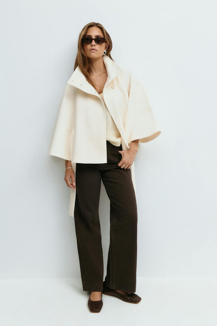Womens Belted Cape Coat