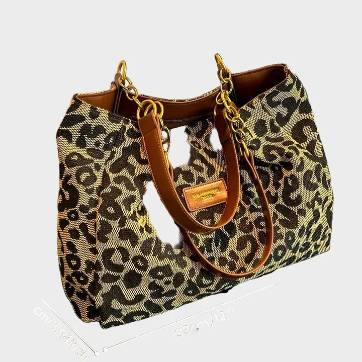 Woven Leopard Print Tote