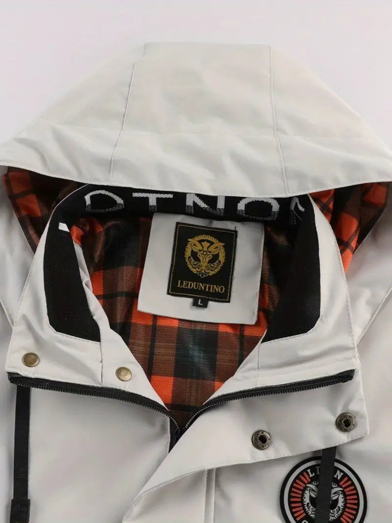 Mens Hooded Zip Front Waterproof Jacket