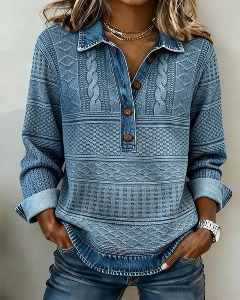 Half Button Collared Sweatshirt