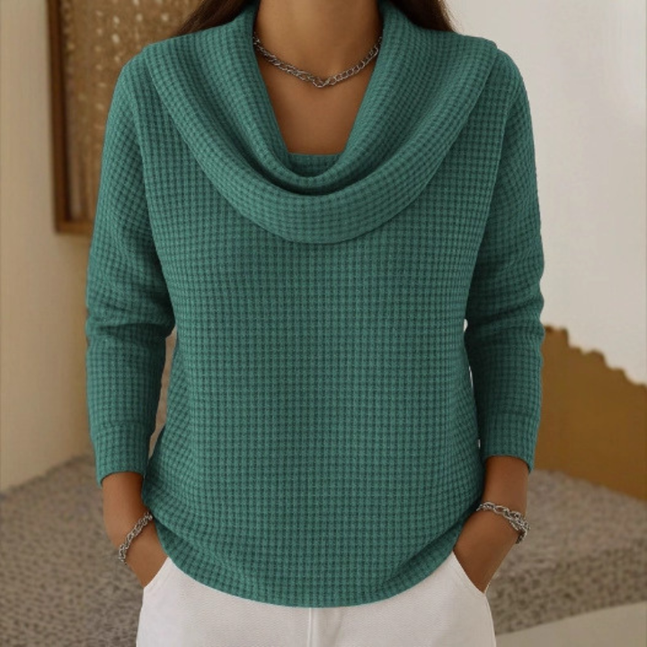 Danela | Elegant Waterfall Neckline Sweater