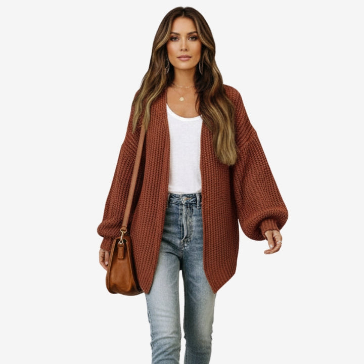 Womens Open-Front Ribbed Longline Cardigan