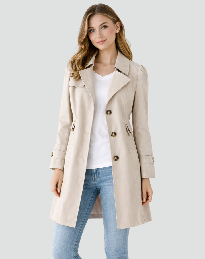 Womens Tailored Mid Length Lapel Trench Coat