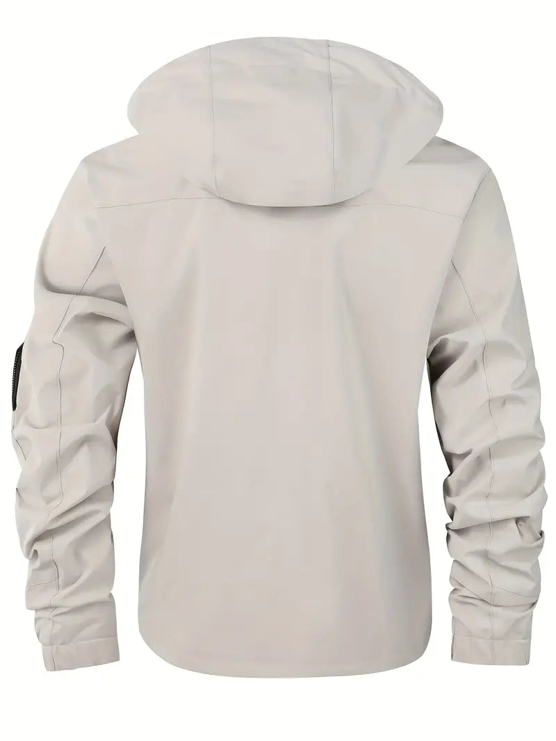 Mens Hooded Zip Front Waterproof Jacket