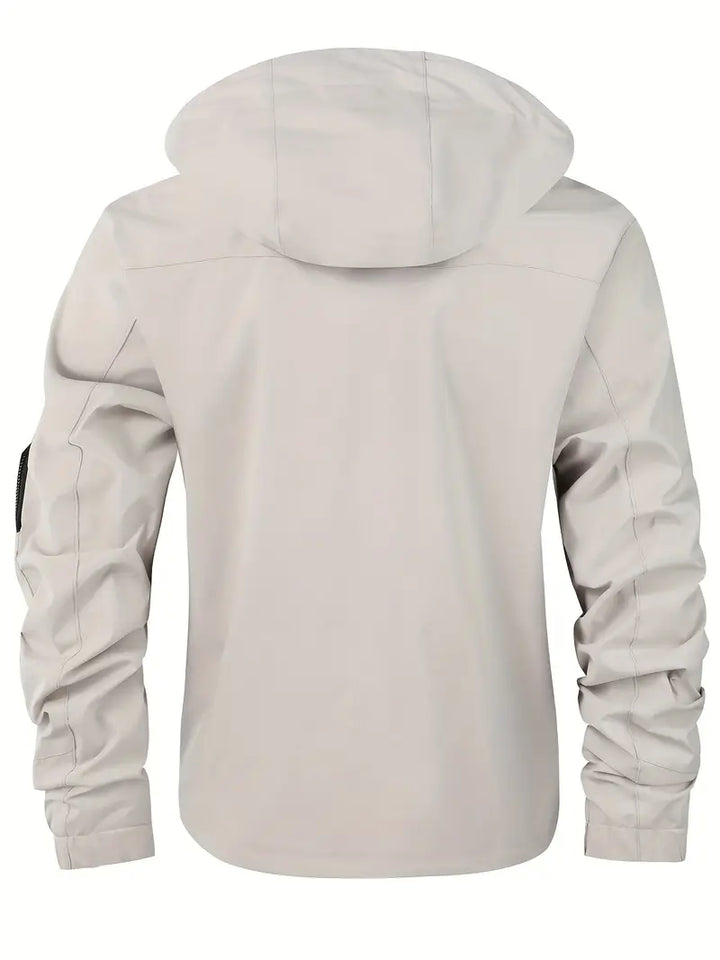 Mens Hooded Zip Front Waterproof Jacket