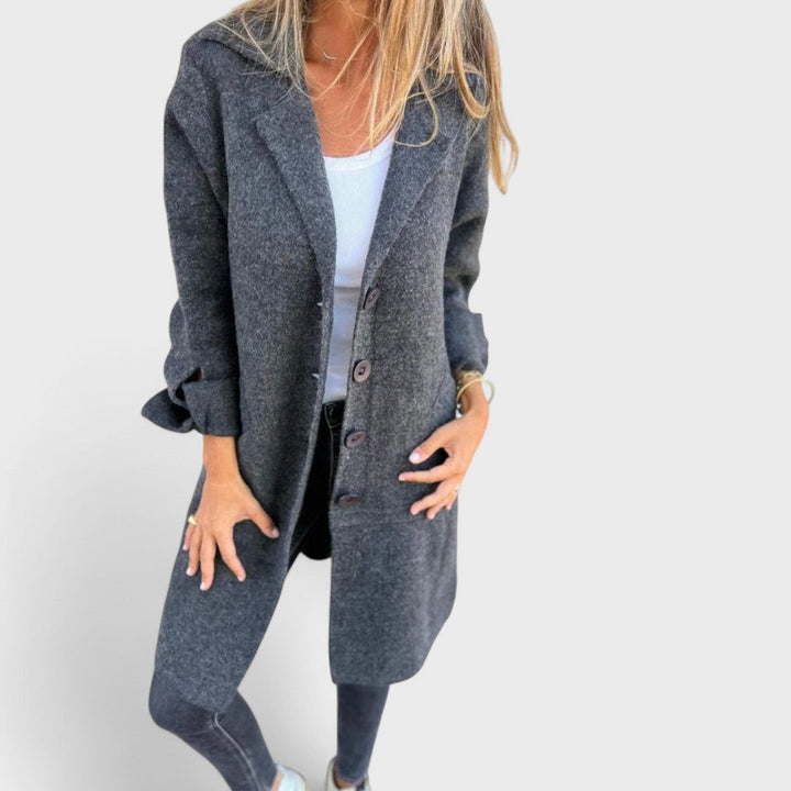 Freya | Casual Long Coat with Lapel