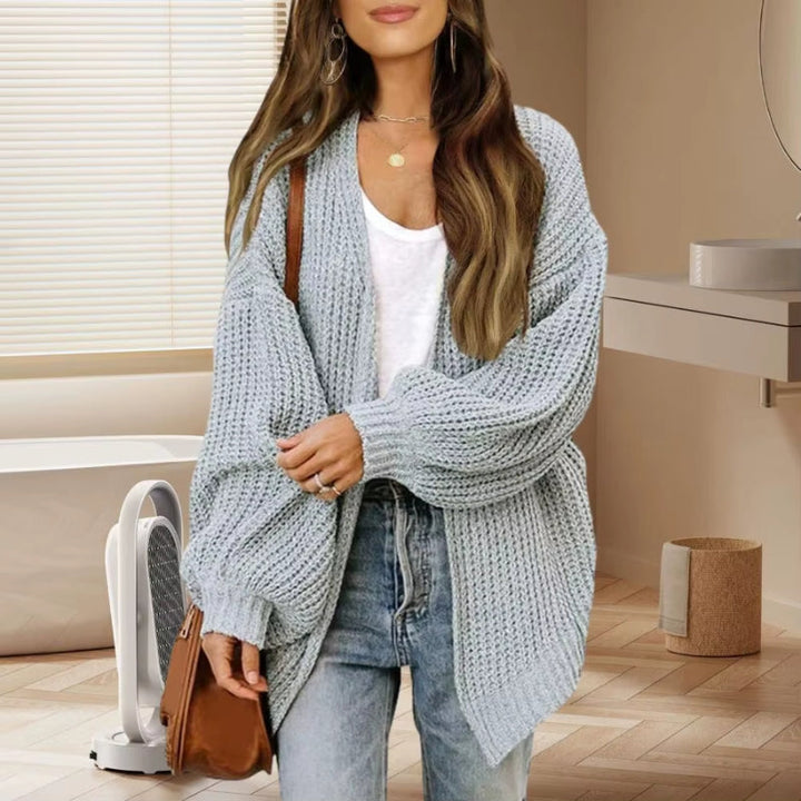 Womens Open-Front Ribbed Longline Cardigan