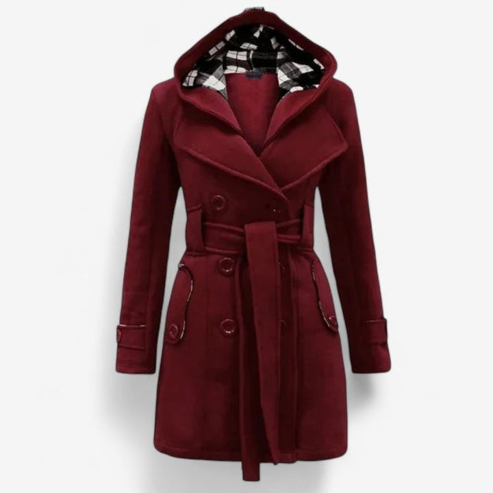 Womens Hooded Button-Front Trench Coat