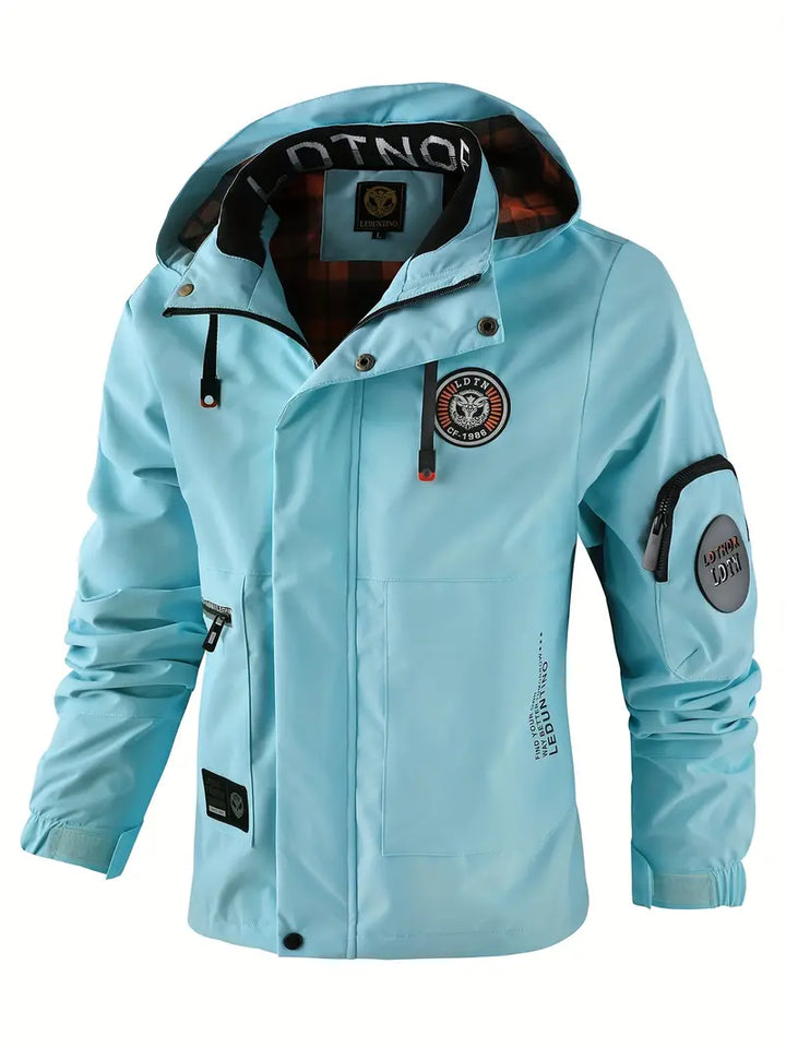 Mens Hooded Zip Front Waterproof Jacket