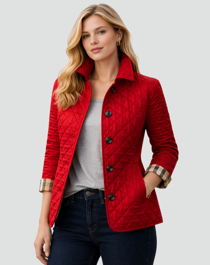 Womens Quilted Button Front Lightweight Jacket