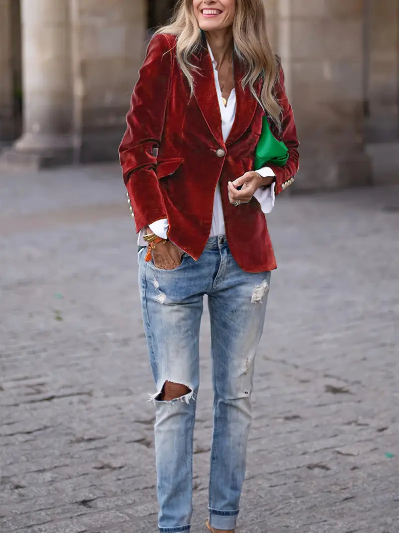 Womens One Button Blazer