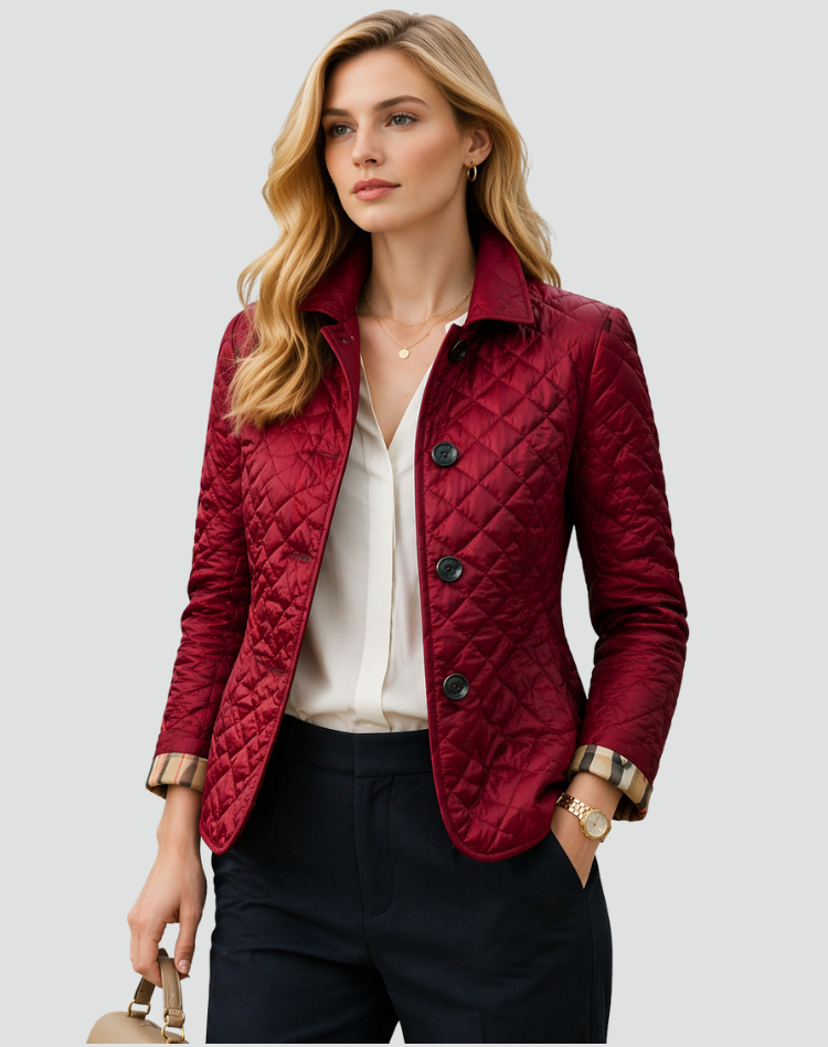 Womens Quilted Button Front Lightweight Jacket