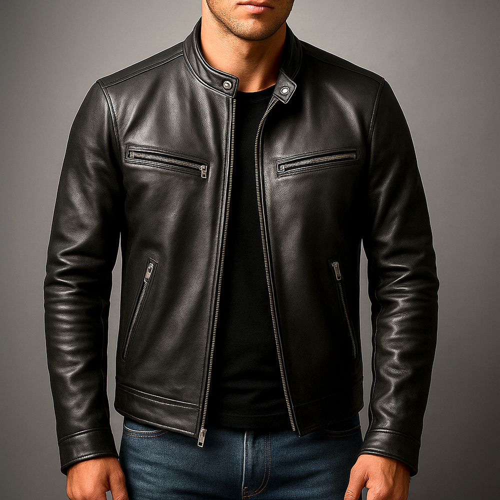 Mens Classic Faux Leather Jacket
