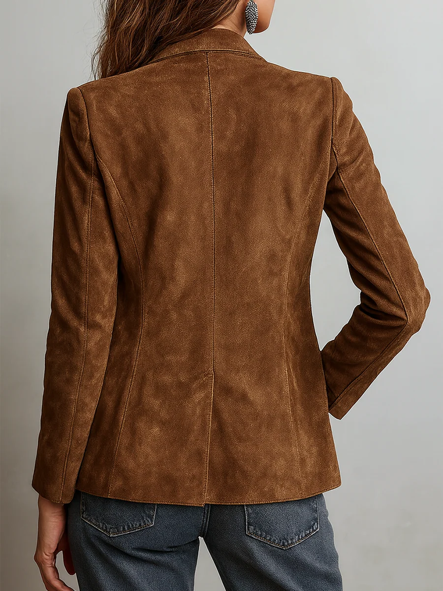 Faux Suede Single Breasted Tailored Jacket