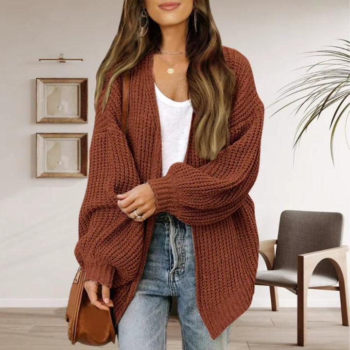 Womens Open-Front Ribbed Longline Cardigan