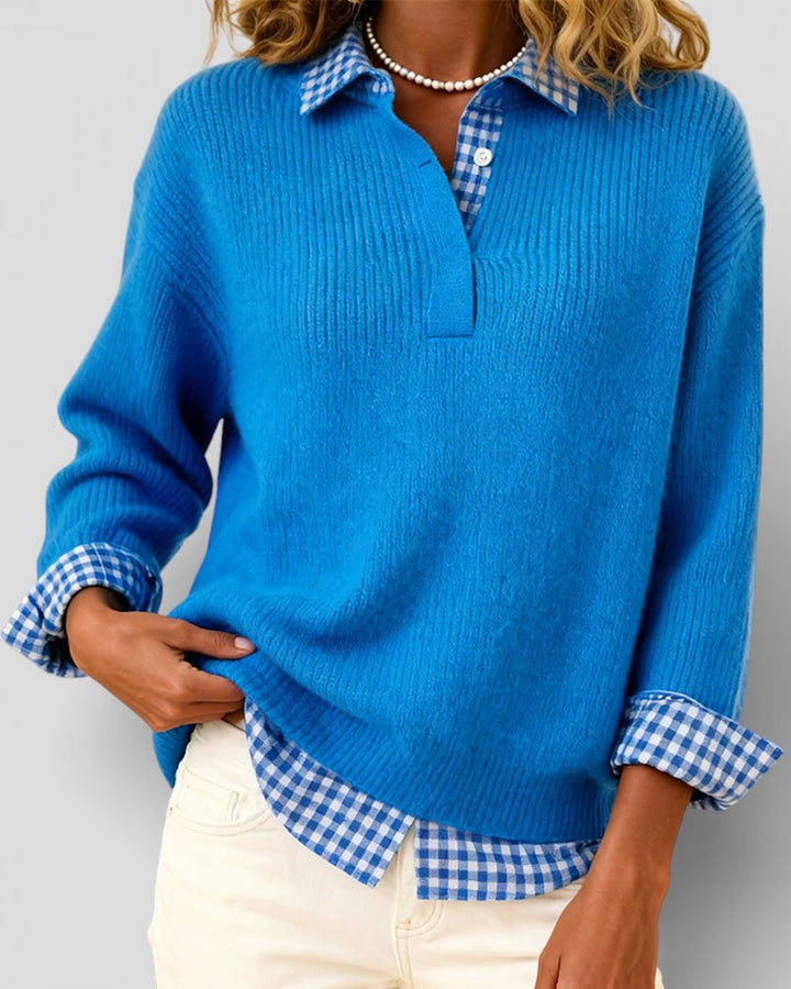 Alicia | Knitted Jumper with plaid detail
