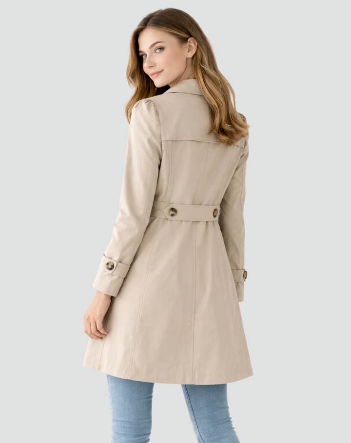 Womens Tailored Mid Length Lapel Trench Coat